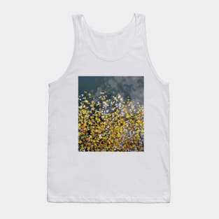 Golden autumn leaves falling on water Tank Top